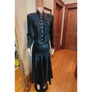 Double D Ranchwear Velvet Studded Skirt Set Black Brown XS/S